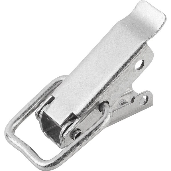 Latch DIN3133 W. Draw Bail, Fast. Holes Covered 70X18X12, A=22, D=3, 5, Stainless 1.4301 Tumbled